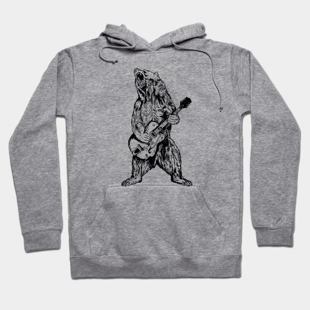 Cute Bear Playing Guitar Hoodie by Rumsa